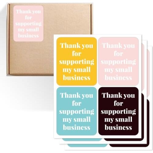 Thank you for supporting my small business stickers 4 color stickers pink blue yellow black thank you stickers for shop decor