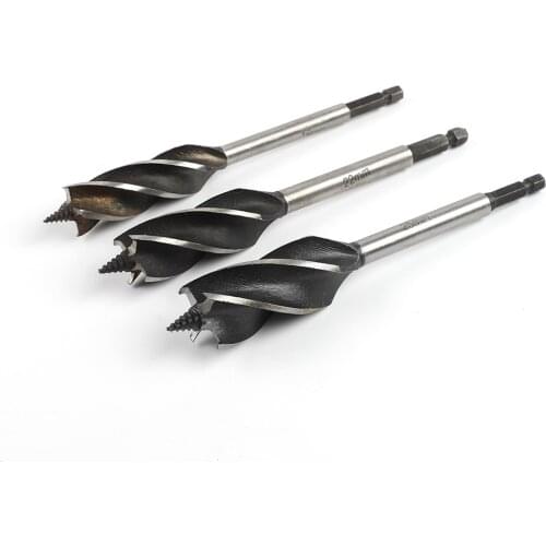 10x165mm Lengthened Woodworking Drill Bit Deep Hole Twist Drill Hex Handle Four-slot Four-blade Wood Door Lock Hole Opener