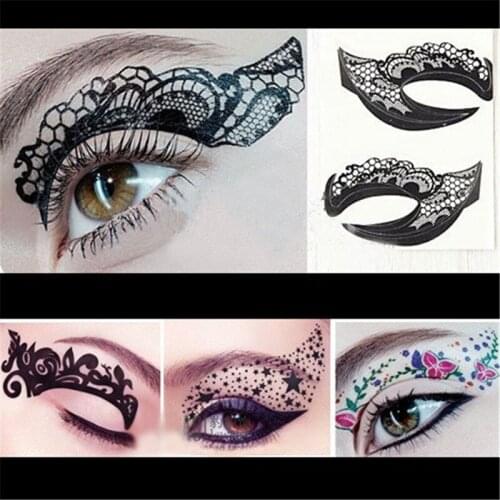 1Pairs Temporary Eye Tattoo Stickers DIY Waterproof Flash Disposable Eyeshadow Eyeliner Face Sticker Halloween Makeup Tool