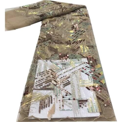 High Quality Nigerian Wedding Lace Fabric Latest African Laces French Net Lace Fabric With sequins lace WS-160