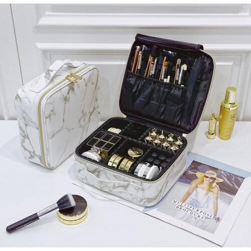 Womens Cosmetic Bag White Travel Small Waterproof Makeup Toiletry Organizer High-Capacity Professional Cosmetic Bag