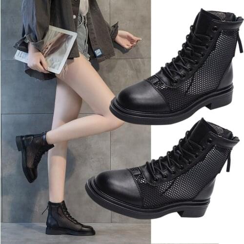 Mesh Boots Women 2021 Brand New Thin Fashion Woman Ankle Martin Boots Ladies Shoes Breathable Cool Boot Female Shoe
