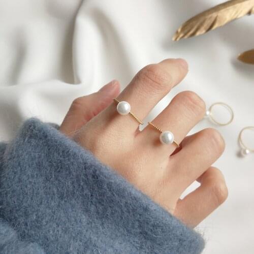 Charm Ring Wedding Jewelry Pearls Ring 925 Sterling Silver Engagement For Women Round Bands Finger Rings Accessories