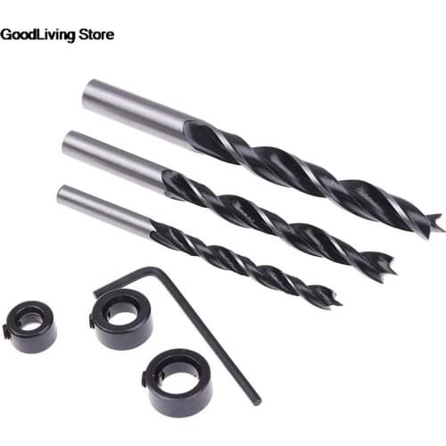 1pcs Woodworking three-point drill high steel twist drill 6/8/10mm drill bit limit ring set