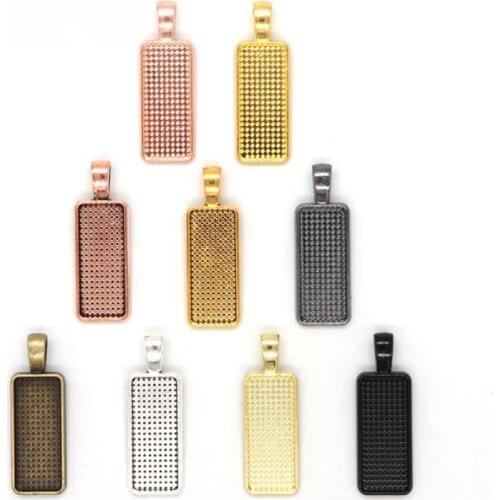 10pcs Retro 10X25mm Inner Size Pendant Settings Cabochons Bases Bezel Trays Fit DIY Necklace Jewelry Findings