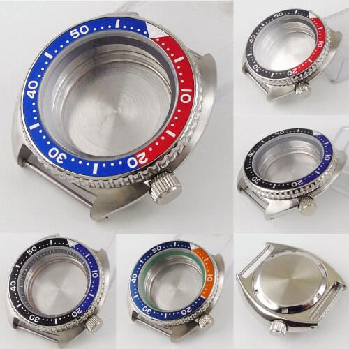 45 watch case parts fit for NH35A NH36A automatic movement wristwatch spare parts sapphire glass aluminum bezel insert
