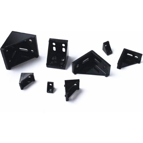 5-10pcs Aluminum 2020 Corner Bracket Fittings Corner Angle Bracket Connector 2028 3030 Aluminium Profile Black color CNC Router