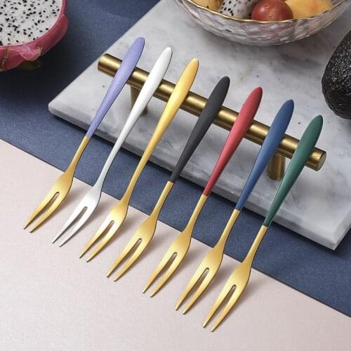 5pcs/lot 304 Stainless Steel Fruit Fork Dessert Fruit Salad Snacks Forks Tableware Kitchen Accessories