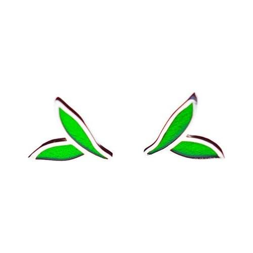 925 Sterling Silver Piercing Enamel Green Leaf Stud Earrings for Women Girls Wedding Party Gift Femme Jewelry pendientes