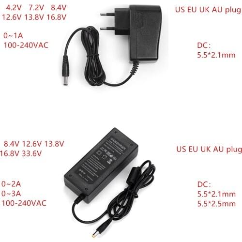 AC-DC 4.2V 8.4V 12.6V 16.8V 1A 2A 3A charger Power supply Adapter 4.2 V 8.4 V 12.6 V 16.8 V 1000MA for 18650 lithium battery