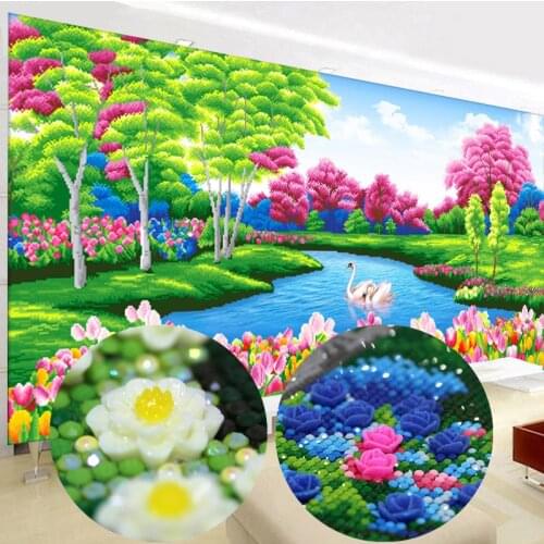 135*65cm Special Shaped Rhinestones Kits DIY 5D Diy Diamond Embroidery Painting Mosaic Chinese Cross Stitch Lake Patchwork