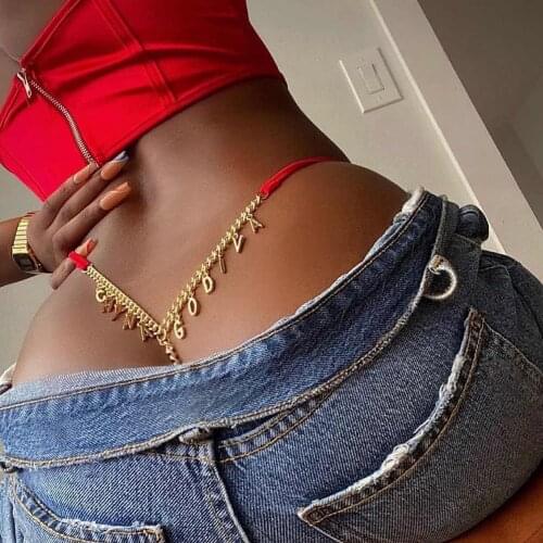 Custom Metal Letters Waist Chain Body Jewelry For Women Gold Silver Color Personalized Body Chain for Women Sexy Body Jewellery
