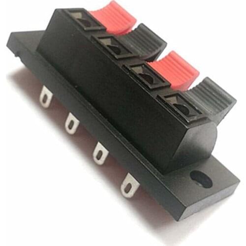 Black and Red 4-Pins 4 Positons Push Type Speaker Terminal Board Connector NEW