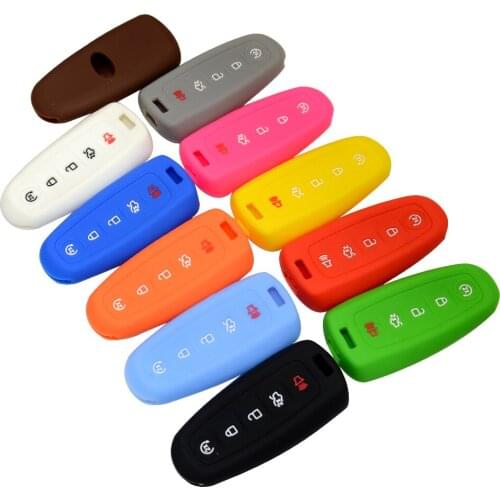 Colorful 5 Buttons Silicone Rubber Car Key Case Cover Holder For Ford Escape Explorer Edge Flex Focus Taurus Mks Mkt Mkx Mkz
