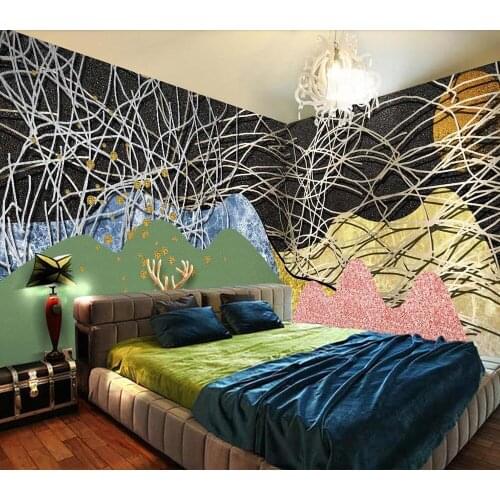Decorative wallpaper Golden line elk background wall painting