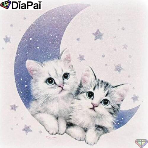 DiaPai 5D DIY Diamond Painting 100% Full Square/Round Drill "Animal cat moon" Diamond Embroidery Cross Stitch 3D Decor A22327