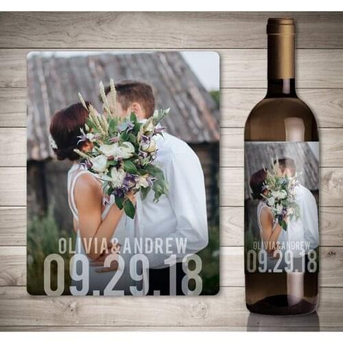 Customized Photo Wedding Wine Stickers, Wine Bottle Label, Personalized Wedding Gift Idea, Sweet Wedding Decoration Wine