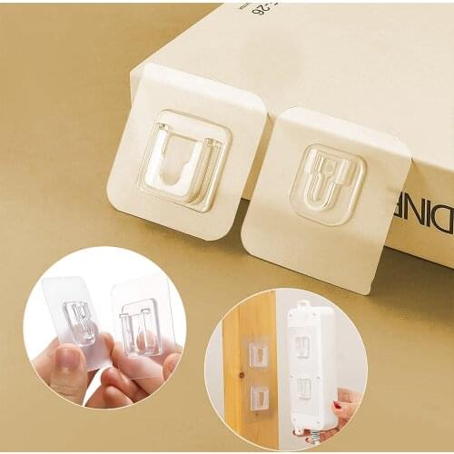 Double-Sided Adhesive Wall Hooks Hanger Strong Transparent Adhesive Hook Suction Cups Storage Wall Holder For Kitchen Home
