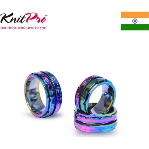 Knitpro high quality Stainless Steel - coated Rainbow colour Row Counter Rings track your knitting pattern DIY hand knitting