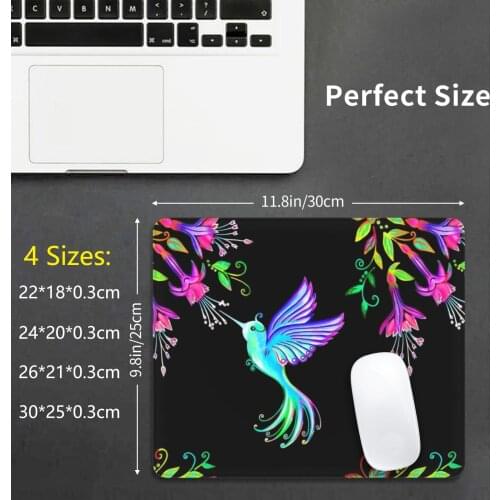Hummingbird With Flowers , Rainforest Blossoms , Fuchsia Mouse Pad DIY Print Cushion Hummingbird Bird Animal Flower