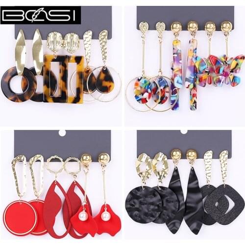 BOSI Women set earrings fashion jewelry drop earrings set bohemian Metal long earrings black simple earring girls boho wholesale