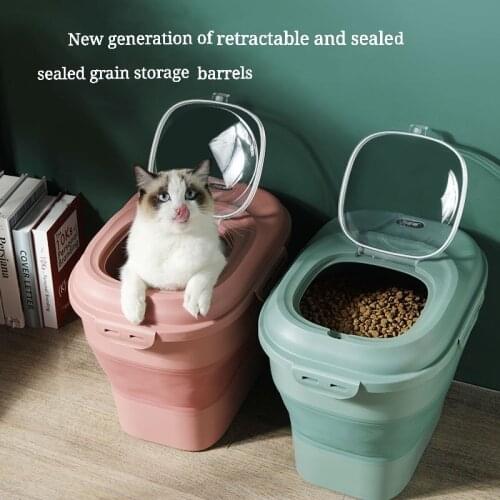 Pet Dog Food Storage Container Cat Food bucket Box Bag for Moisture Proof Seal With Measuring Cup Kitten Products