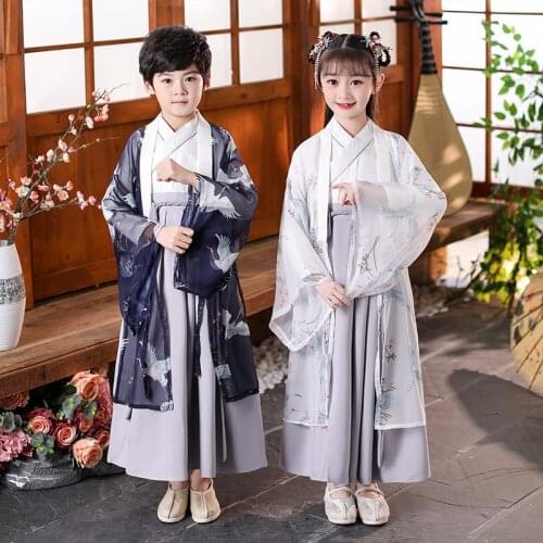 Boys And Girls Hanfu Costume Children Ancient Clothing Student Chinese Style Thin Spring Clothes Cosplay Performance Costumes