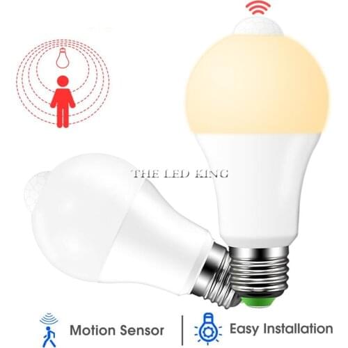 PIR Motion Sensor Lamp E27 Led Bulb 220V 110V 9W 12W 18W B22 Led Light Auto Smart Infrared Body Lamp With Motion Sensor Lights