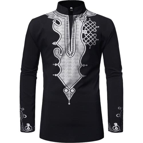 Fashion Men African Clothes 2020 Autumn New African Dashiki Print Shirt Men Slim Fit Long Sleeve African Clothing Camisas Hombre