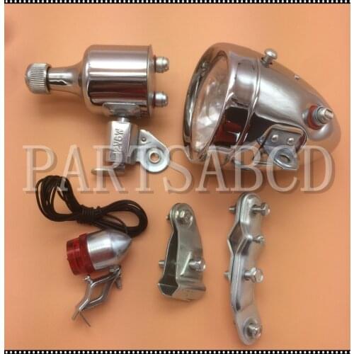 Motorized Bike Bicycle Friction Generator Dynamo Head Tail Light LED Lamp MTB Mountain Cycling Taillight Headlight Kit 12V 6W