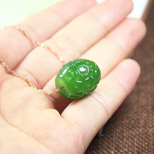 Natural Green Jade Pendant Hand Carved Jadeite Fine Necklace for Men Pendants Fashion Women Jewelry