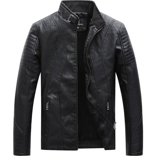 Autumn Winter Motorcycling PU Leather Jackets Faux Leather Jacket Mens Black Clothing Fashion Elastic Motorcycle Outerwear