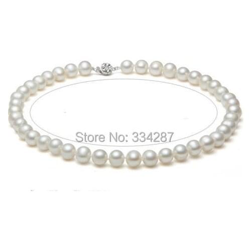 NATURAL AAA+ AKOYA 9-10MM WHITE PEARL NECKLACE 18"LONG
