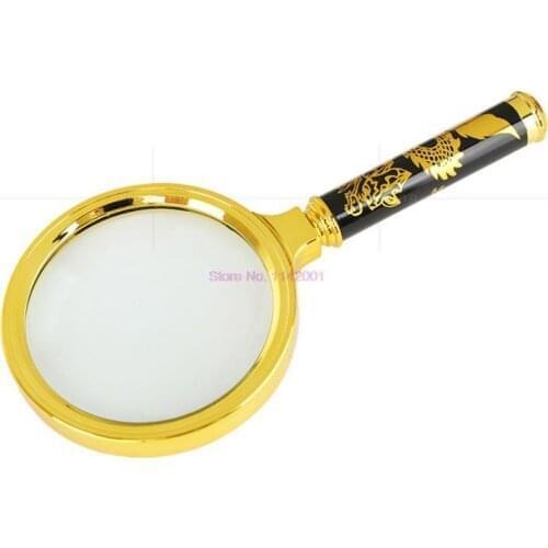 80pcs 60mm 10X Dragon Handle Handheld Magnifier Clear Reading Instructions Hand Magnifying Glass