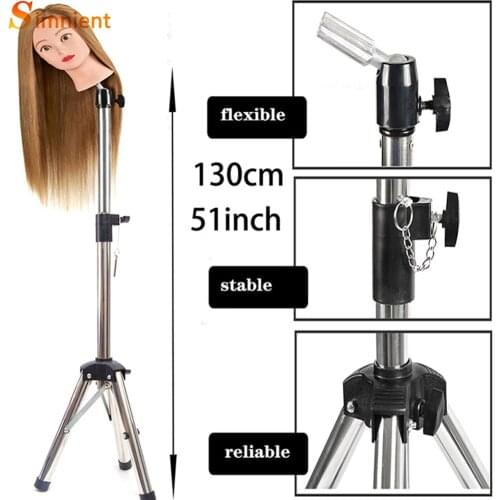 Simnient 130CM Adjustable Mannequin Tripod Stand Block Training Doll Manikin Head Wig Stand Cosmetology Hairdressing Wig Display