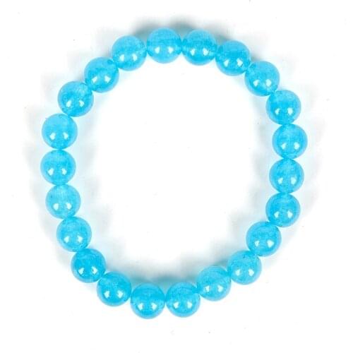 Blue add Pure white and transparent Made together add smooth beads Full of luster Blue Jasper Bracelet.For the Wedding