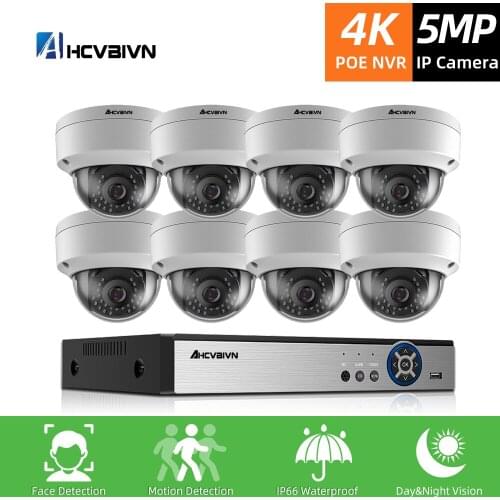 Human Face Record 4K H.265+ 8CH POE NVR Kit 5MP POE Outdoor IP66 Camera CCTV Camera System Home Security Video Surveillance Set