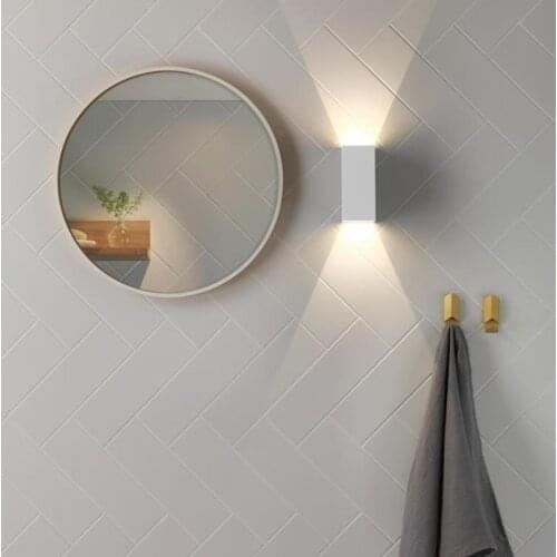 Modern 5W 10W Up Down LED Wall Lamp Simple Square Surface Mounted Iron Wall Light Indoor Bedroom Bedside Decor Lighting Fixtures