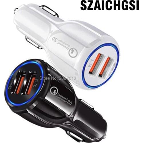 SZAICHGSI Quick Charge 3.0 Car Charger Dual USB QC3.0 Fast Charging 5V 3.1A USB Charger for iPhone 7 8 Samsung wholesale 100pcs