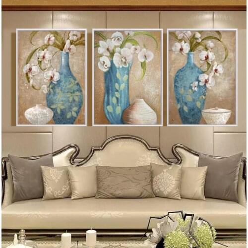 Modern Printing triple painting bottle vase Fu rich painting tree living room dining room bedroom home decorative painting