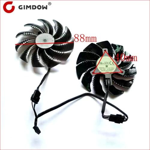 2pcs/lot PLD09210S12HH T129215SU 88mm 4pin for Gigabyte GeForce GTX1050Ti GTX1060 1070 GTX960 RX570 RX470 graphics card fan