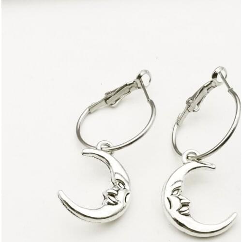 Vintage Earrings Moon Goddess Pendant Jewelry Cute Angel Small Hoop Earrings Holiday Gift Round Earrings for Women
