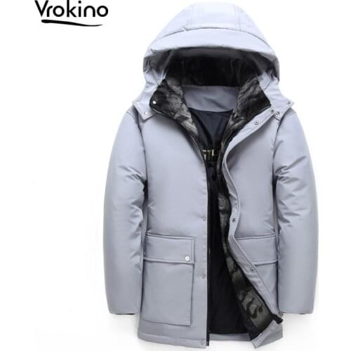 VROKINO 2020 winter new Mens hooded casual jacket Thicken warm mens winter clothes large size M-5XL