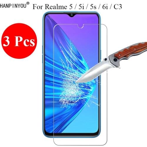 3 Pcs/Lot New 9H 2.5D Hard Tempered Glass Screen Protector For Realme 5 Realme5 5s C3 6i 5i Protective Film Guard + Clean Tools