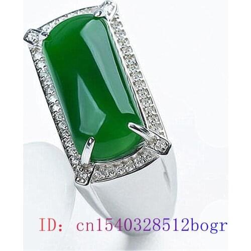 Green Jade Ring Women 925 Silver Gemstone Crystal Natural Men Fashion Chalcedony Zircon Charm Jewelry Gifts Amulet