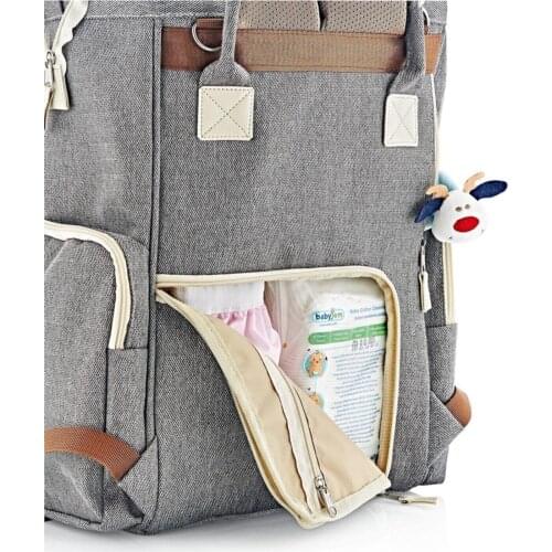 Women Mother Gray Multifunctional Baby Care Bag Baby Diaper Baby Bottle Holder Big size Bag Multi-Function Care Backpack