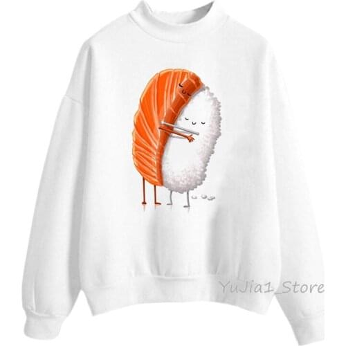 Anime cartoon Sushi hug print cute funny hoodie woman harajuku kawaii hoodies womens clothing DIY Custom sweatshirt oversize