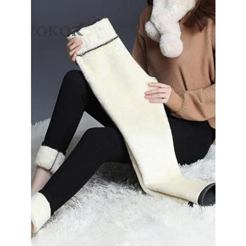 SVOKOR Winter Warm Leggings For Women Velvet Leggings Cold-resistant Plus Velvet Black Pants Winter Clothes