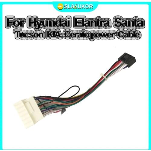 For Hyundai Elantra Santa Tucson KIA Cerato harness dvd player GPS Cable 2 din Car Radio ISO Plug Power Adapter Wiring Harness