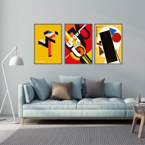 Bauhaus Running Man Canvas Painting, Exhibition Wall Pictures,Abstract Poster，Modern Minimalist Home Decor